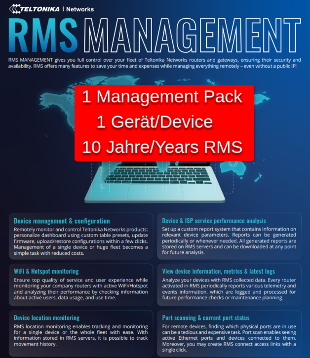 Teltonika RMS Management Pack - 1 Gerät / 10 Jahre RMS